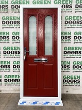 RED COMPOSITE FRONT DOOR FROSTED GLASS DOUBLE EXTERNAL WHITE MODERN NEW
