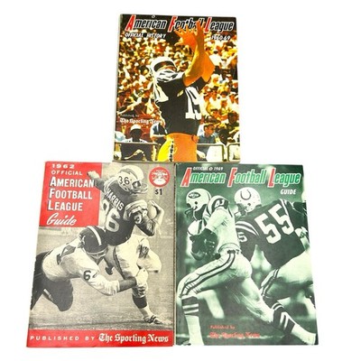3 American Football League Guides Sporting News 1960-1969 1962 1969 Ships Quick