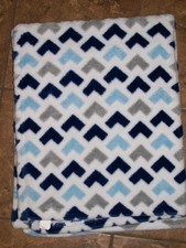 Banana Fish Baby Boy Blanket Blue Grey Embossed Arrows Chevron