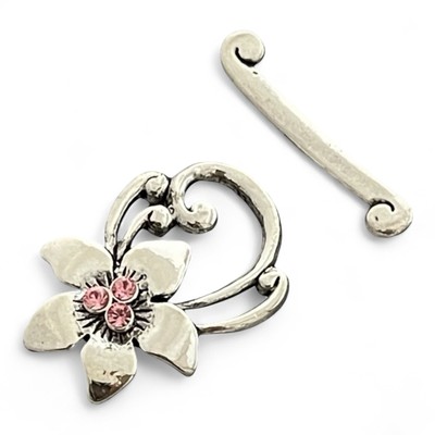 Light Rose Stargazer Lily Toggle Clasp 30mm Austrian Crystals Jewelry Findings