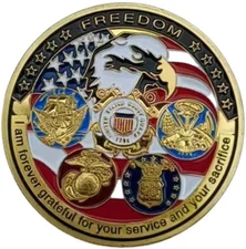 US Navy US Air Force United States Marine Corps Coast Guard Military Prayer Coin