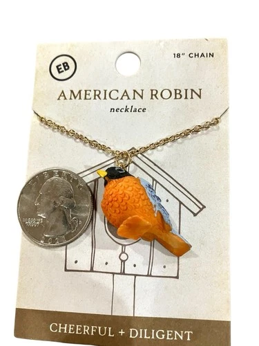 3D Bird Robin Necklace 18” Chain Gift For Her image 2