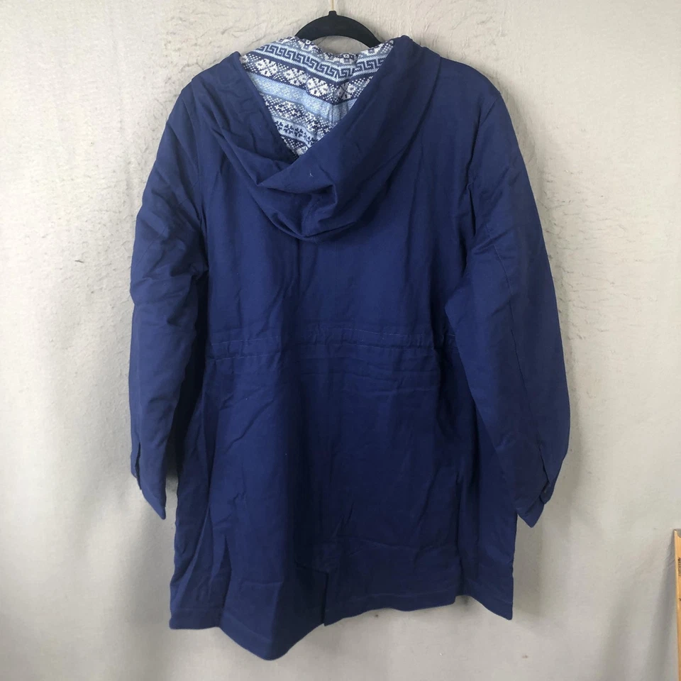 Denim & Co Jacket Womens XL Blue Hooded Quilted Lined Warm Parka Coat A270184 - Image 2 of 4