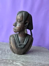 Vintage Maasai Woman Ebony Bust Kenya/Tanzania 8.5" Elegant