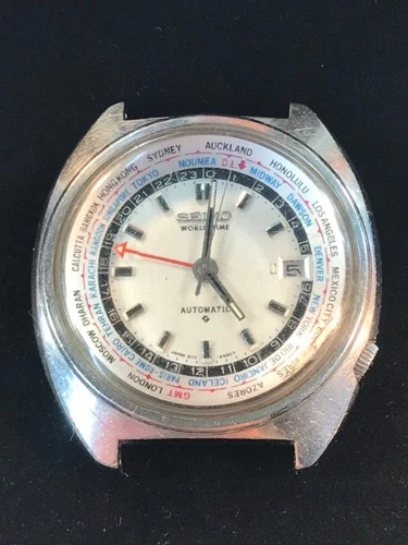 Vintage Seiko World Time Automatic Watch 6117 6400/6420 Wristwatch,Running,FREE