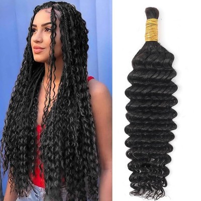 Human Braiding Hair Deep Wave Bulk 100% Virgin Brazilian  display picture 3