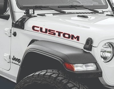 fits JEEP HOOD DECALS CUSTOM MADE RUBICON STYLE FONT / WRANGLER  TJ JK XJ YJ CJ