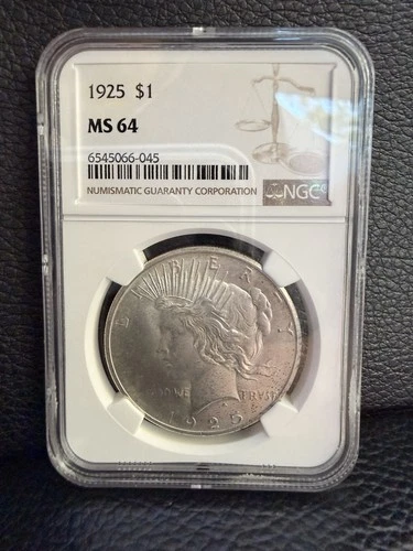 1925 Peace Silver Dollar NGC MS64 – Near Gem BU – Strong Luster