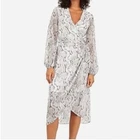 Express Snake Pattern Wrap Dress XL Womens White Black Chiffon Midi NWT
