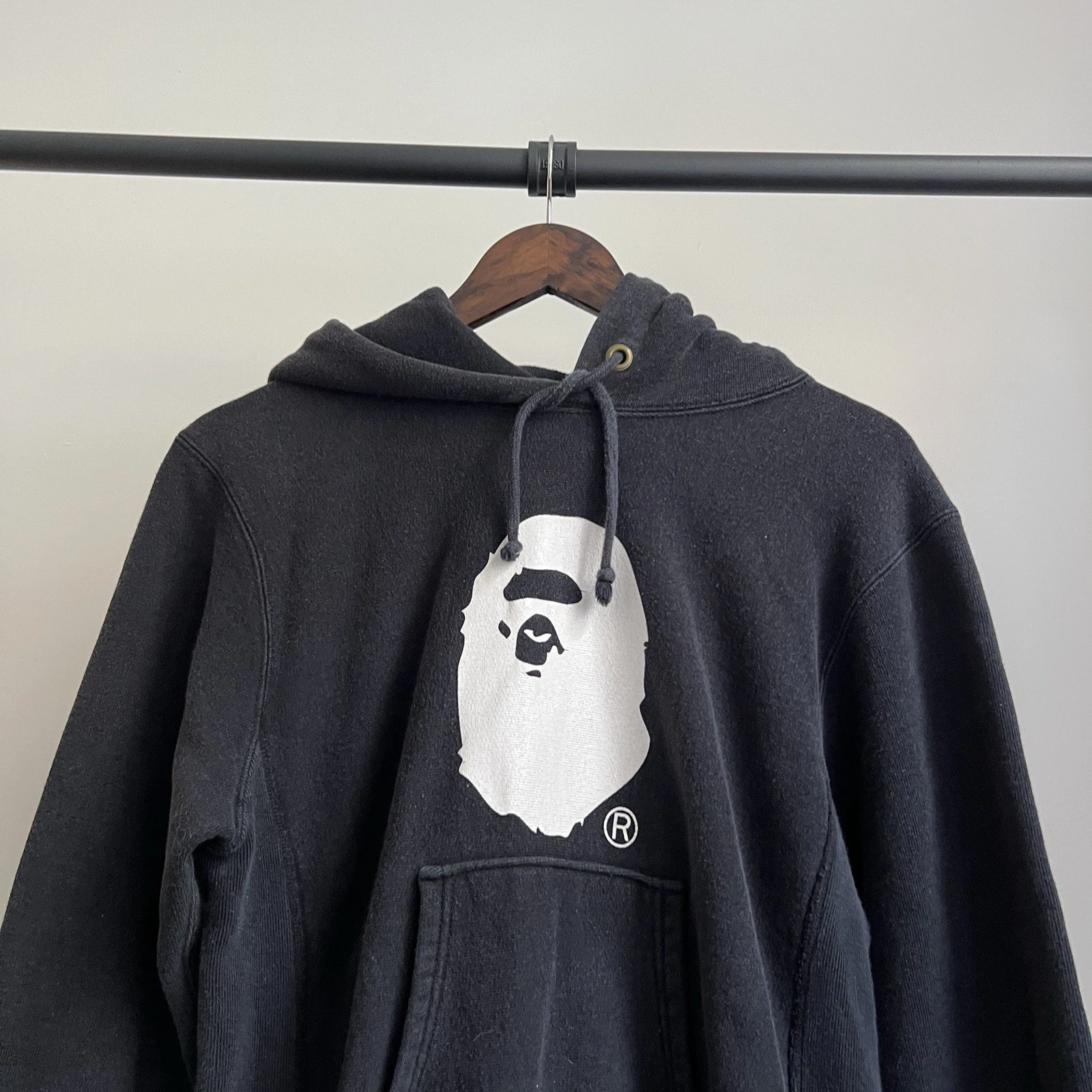 A BATHING APE (BAPE) Felpa media con cappuccio uomo Bape X Champion tessuto rovesciato streetwear ricamato