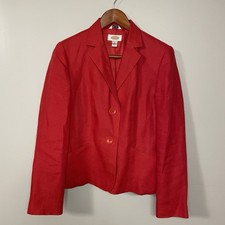VTG TALBOTS 100 Irish Linen Blazer Women's Sz 4 Red Preppy Career Jacket Lined