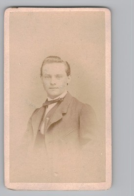 Antique CDV Bach & Rouvroy Handsome Young Man Suit Bowtie Chemnitz Germany