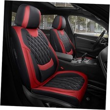 Black Red Car Seat Covers Full Set - Faux Nappa Full Set - 5 Seats Black-Red