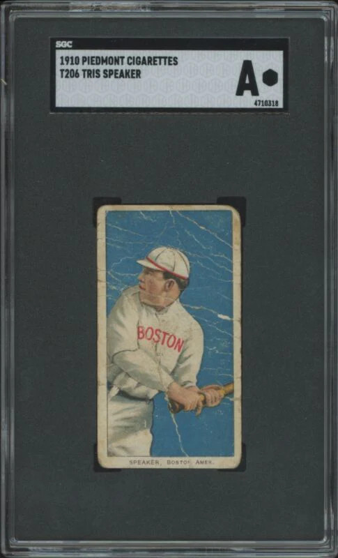 1909 T206 TRIS SPEAKER AUTHENTIC PIEDMONT 350 HOF SGC A BASEBALL BOSTON RED SOX