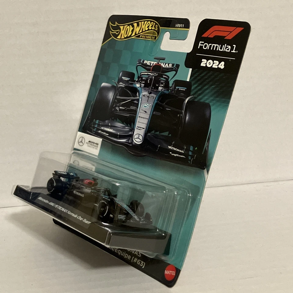 Hot Wheels Premium F1 2024 Mercedes AMG Petronas Formula One Team Car #63 Foto 4 de 4