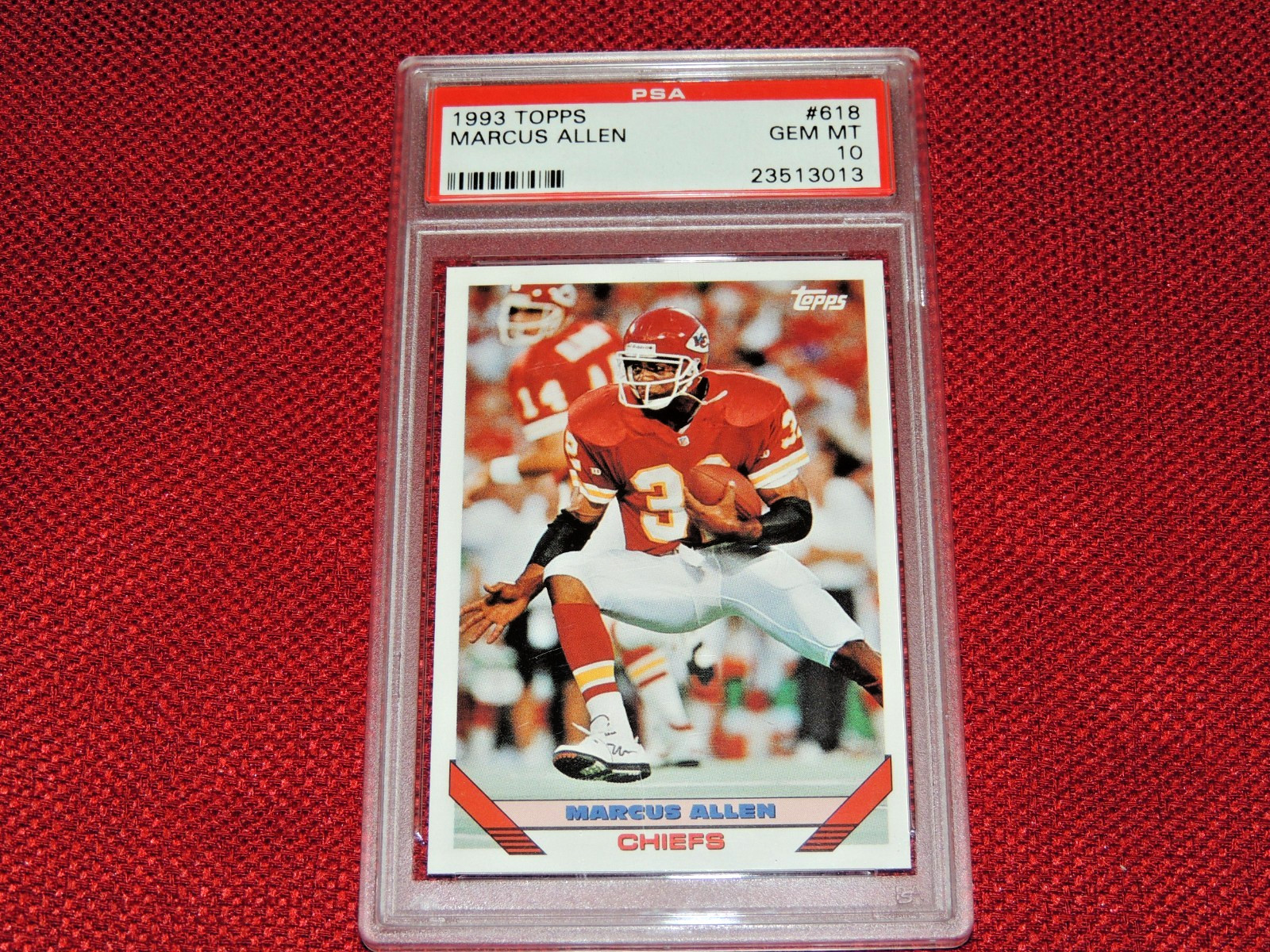 1993 Topps #618 MARCUS ALLEN Graded PSA 10 Gem Mint, KC Chiefs