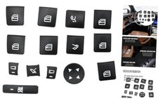 14Pcs Inner Door Power Window Switch Button Covers Trim Sticker Black