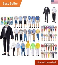 Fashionable Black Suit Set with Casual Wear for 12-Inch Boy Dolls - Gift Perfect