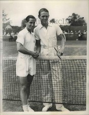 1938 Press Photo Bobby Riggs, Jack Kramer at tennis match - nes54079