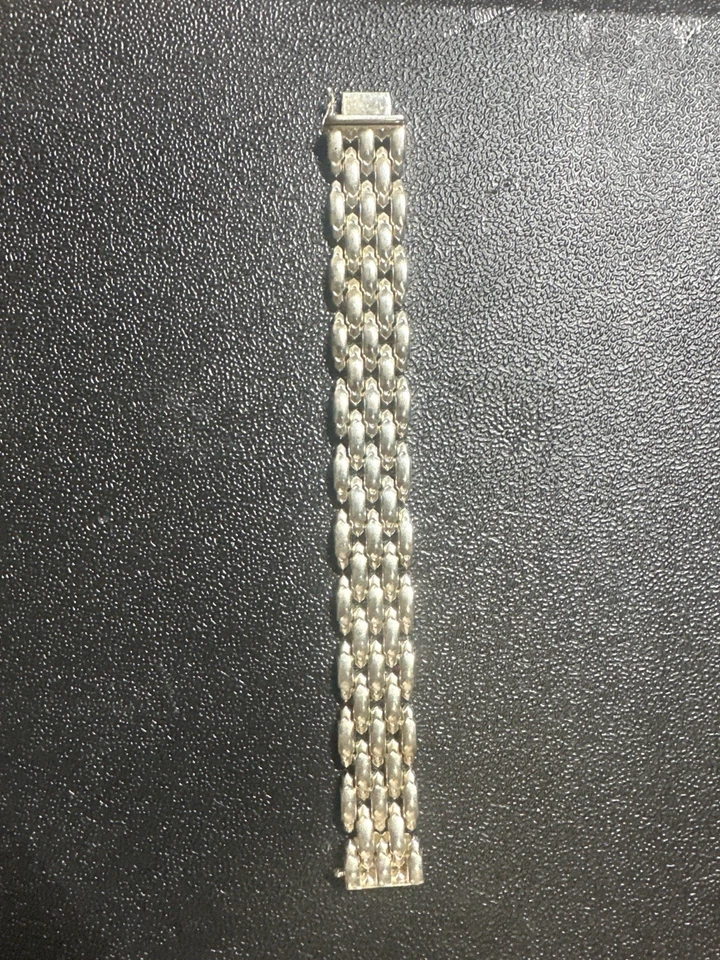 Taxco Mexico Sterling Silver 925 Panther Link Bracelet 7.5 Inches Long Box Clasp - Image 3 of 4