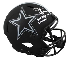 Cowboys Jimmy Johnson "HBTC" Signed Eclipse Full Size Speed Rep Helmet BAS Wit