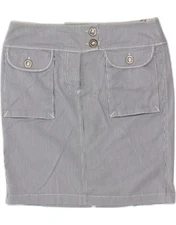 SLAM Womens Straight Skirt IT 42 Medium W32  Grey Pinstripe Cotton CF18
