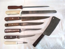 Lot of 8 Kitchen Butcher Chef Knives Cleaver Sharpening Steel Dexter, Forschner