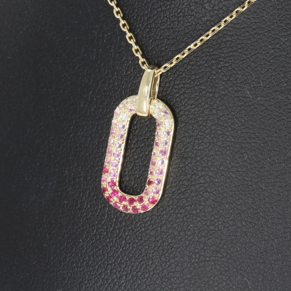 Wert 2080 € Brillant Saphir Rubin Anhänger & Kette 585 14 Karat Gelb Gold xxyy - Bild 3 von 4