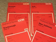OS Ordnance Survey 1" One Inch Red maps - Scotland & N England - 1965-1969, good