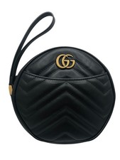 Gucci Marmont Round Clutch Bag In Soft Black Leather