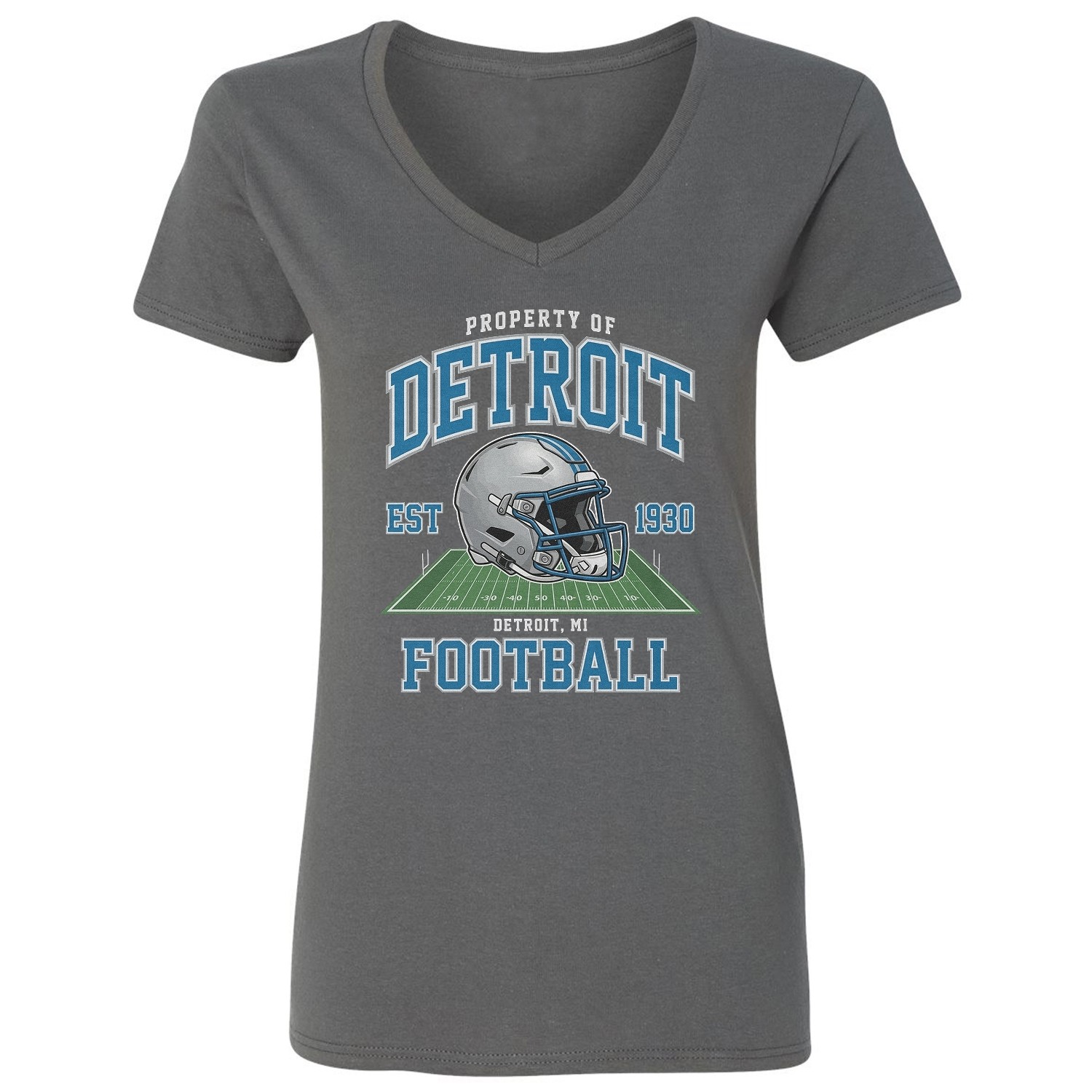 Detroit Inspired Est 1930 Graphic - Helmet Design Ladies' V-Neck Tshirt