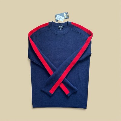 TODD SNYDER Merino Wool Ski Sweater sz Small Navy/Red Striped Raglan Sleeve NWT!