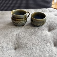 Vintage small Irish Porcelain Jug and bowl set. Mottled Green and Blue. Glazed.