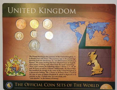 Juego de monedas oficiales del mundo REINO UNIDO EURO ~ Colección Franklin Mint ~Nuevo - Imagen 2 de 4