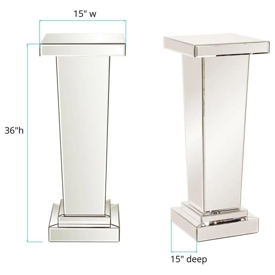 Howard Elliott  Elegant Tapered Mirrored Pedestal Accent Table NEW - Image 4 of 4