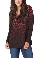 Belle by Kim Gravel Animal Print Knit Top Cinnamon