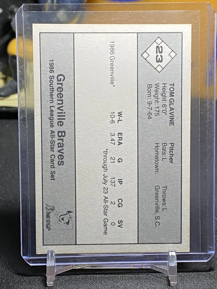 Tom Glavine 1986 Southern League All-Star #23 Greenville Braves Salón de la fama Foto 2 de 2