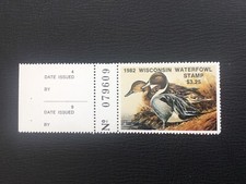 ICOLLECTZONE  US Wisconsin 1982 w/tab Duck Hunting Stamp VF NH