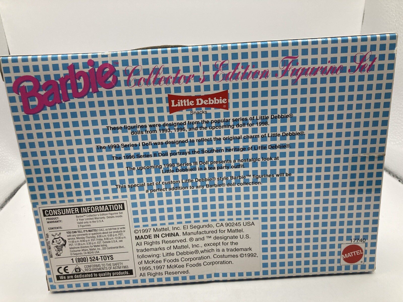 Vintage 1997 Mattel Little Debbie Series Collector's Edition 3 Mini Figurine Set