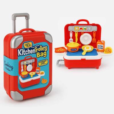 Roter Küchenkoffer Spielset - Kinder Spielzeug Puppenzubehör