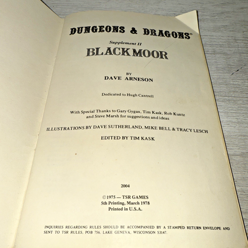 Dungeons & Dragons Blackmoor Supplement II by Dave Arneson 4th Print 1977 TSR Gy - Picture 4 of 9