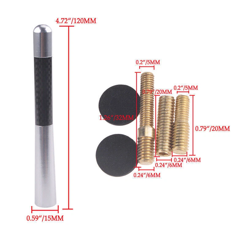 Antena de coche ajustable de fibra de carbono plateada de 4,7" para Toyota Universal Foto 2 de 4