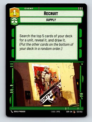 Command Event Recruit Supply Card Search Unit Deck Top 1C NoHP NoPower