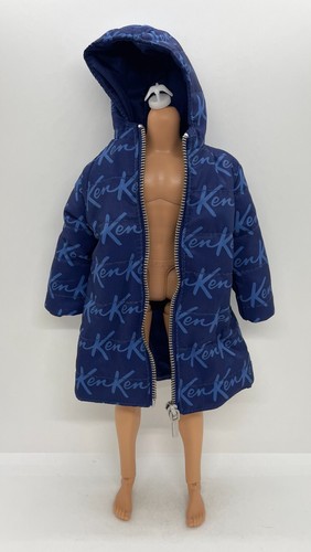 Barbie Ken Kouture #1 Model Muse Doll Outfit Blue Hooded Long Puffer Coat Parka