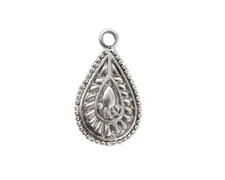 Antique Silver Teardrop Petal Pendant Drop Charm for Jewelry, 15x26mm, Western