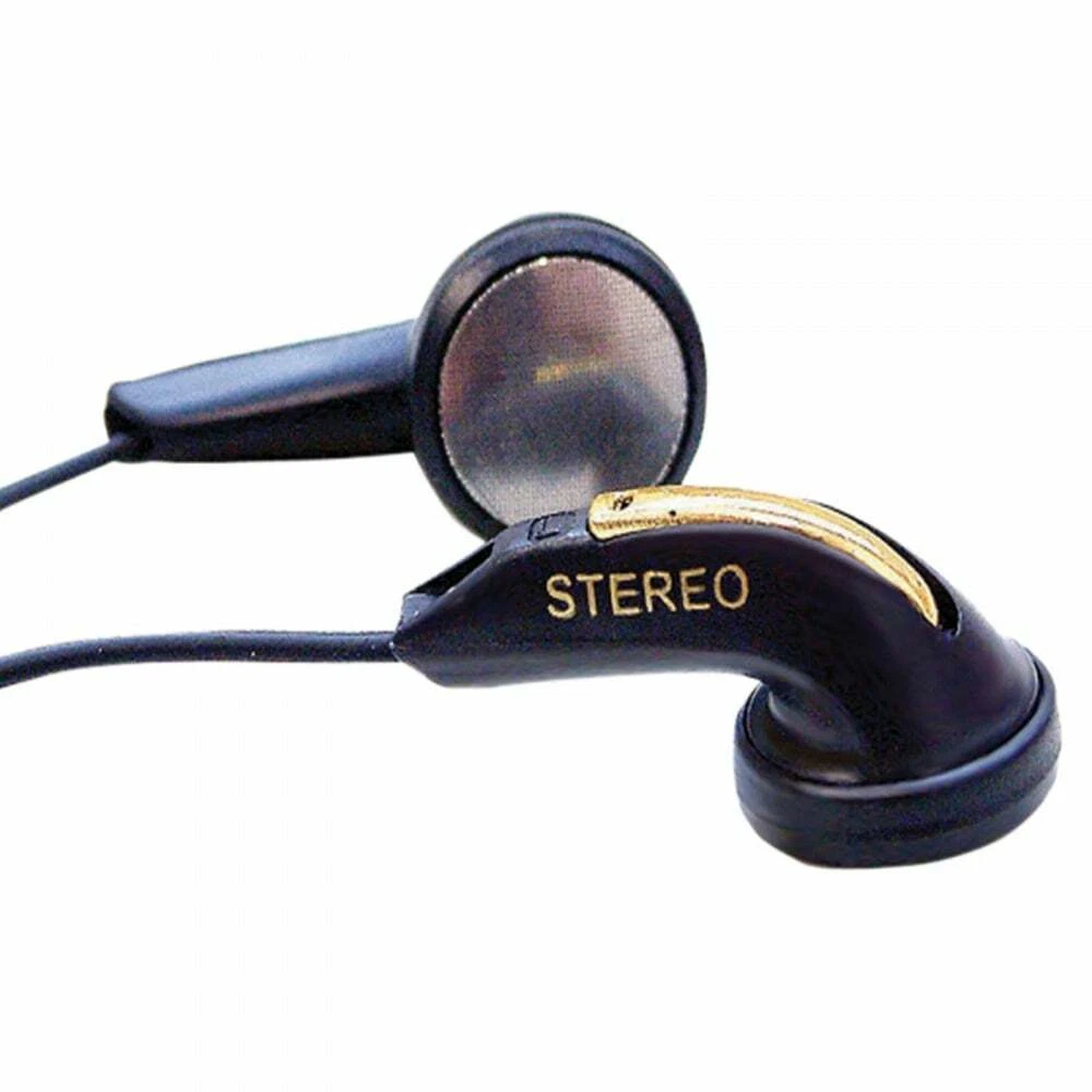 Lightweight Stereo Black Earphones with Right Angle Jack Schools