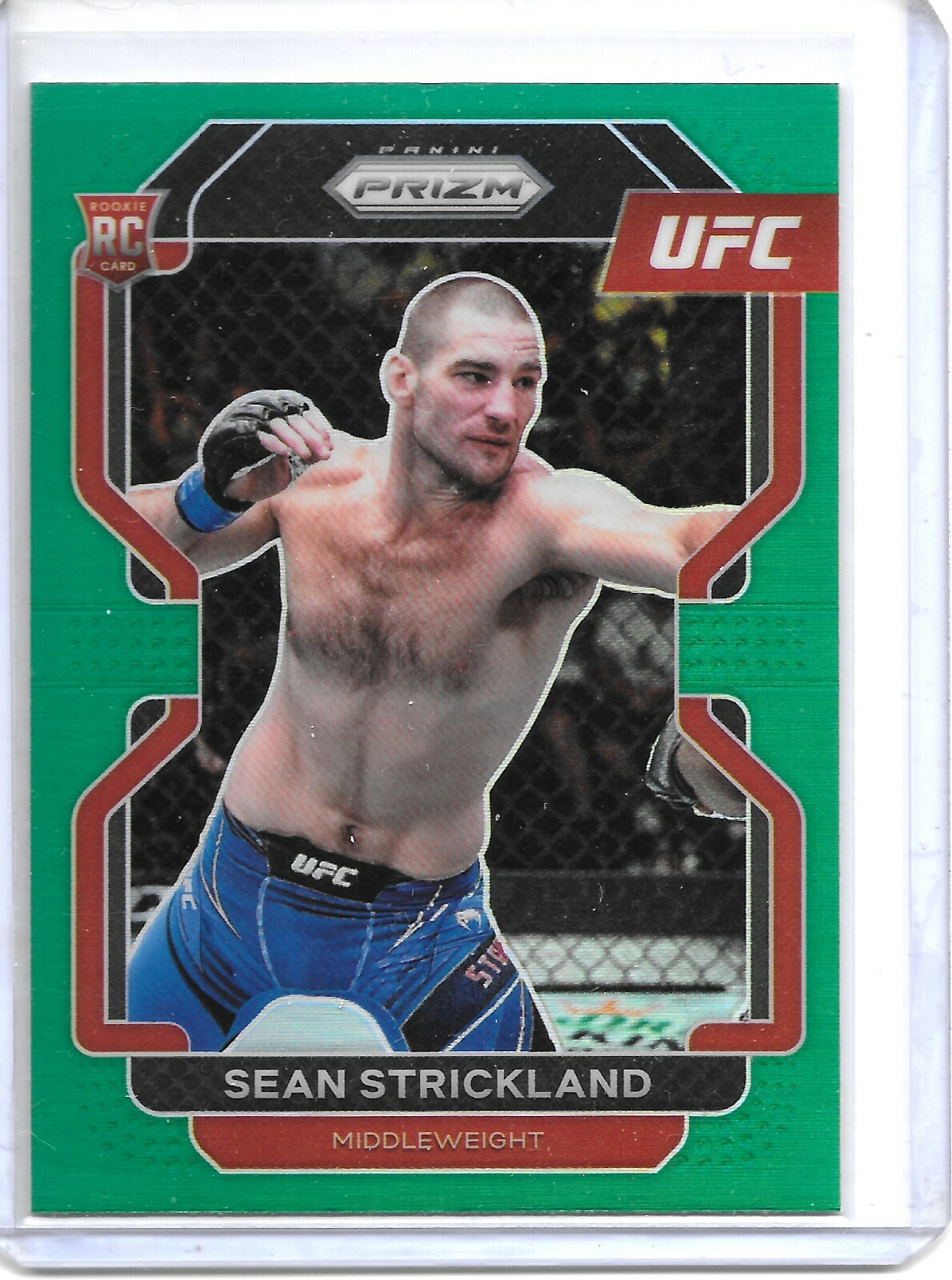 2022 Panini Prizm UFC SEAN STRICKLAND GREEN PRIZM ROOKIE RC #172!!