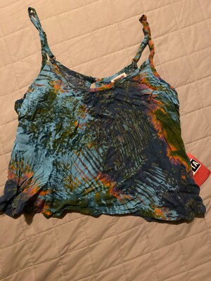 Mossimo blue multicolored crop top spaghetti straps