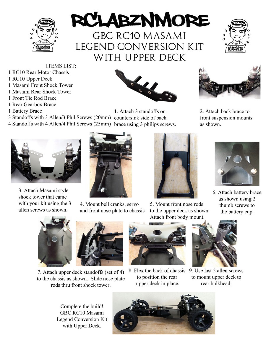 ロッド masami Team Associated GBC RC10 Masami Legend Conversion Kit with Upper