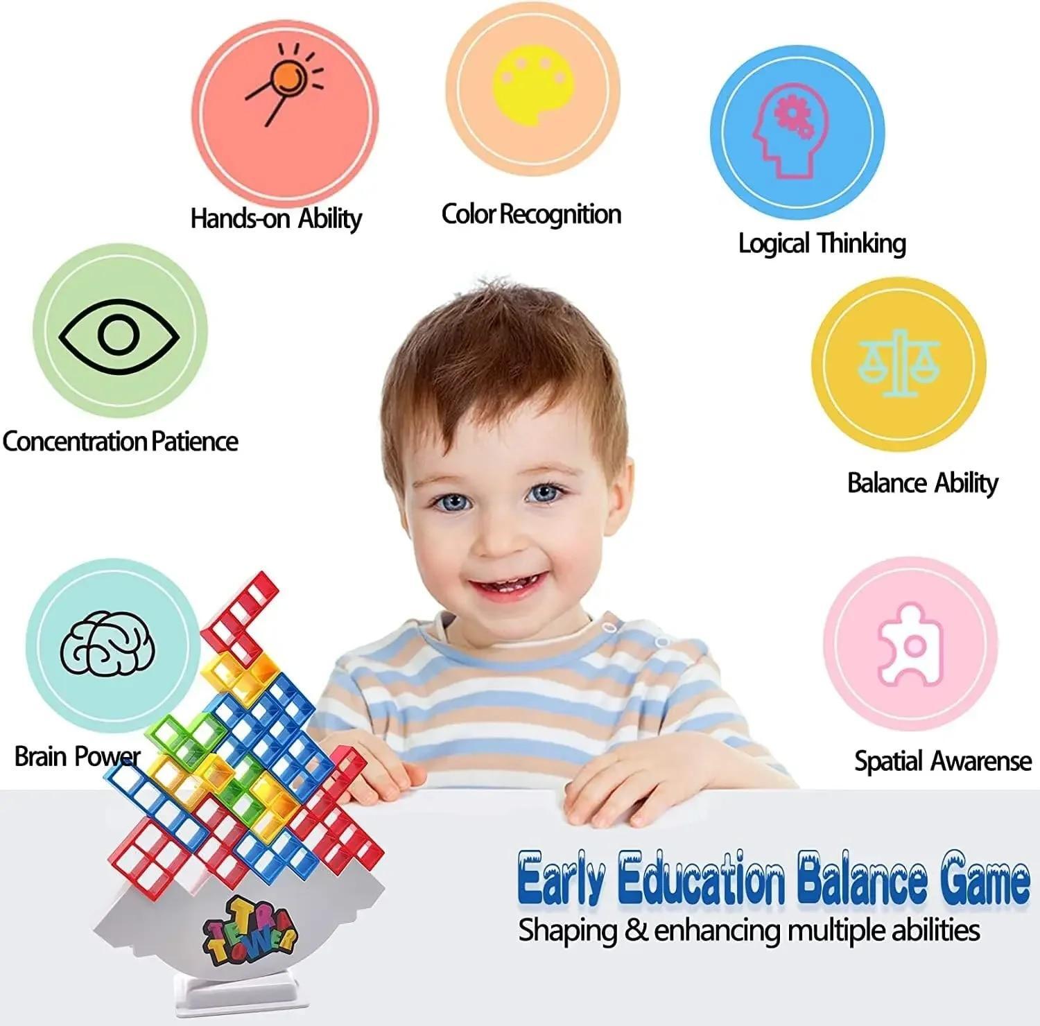 48 Pcs Tetra Tower Balance Stacking Blocks Game Team Toys Gifts For ...